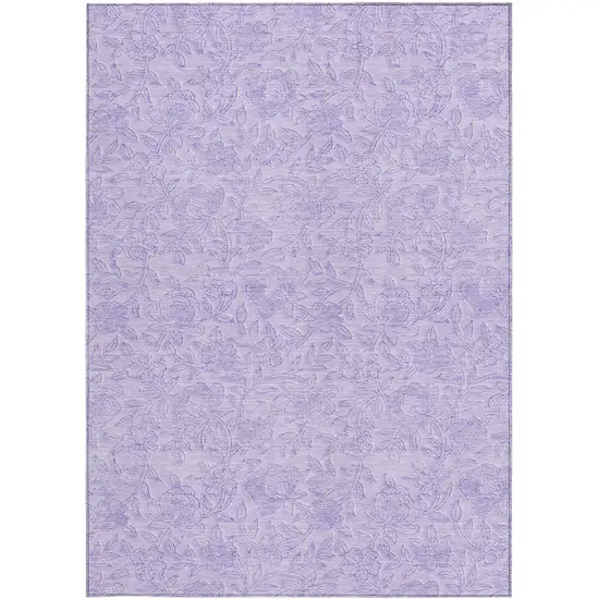 Lilac And Purple Floral Washable Indoor Outdoor Area Rug Photo 6