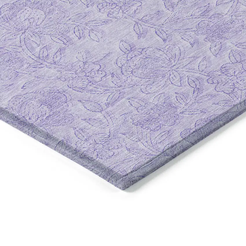 Lilac And Purple Floral Washable Indoor Outdoor Area Rug Photo 4