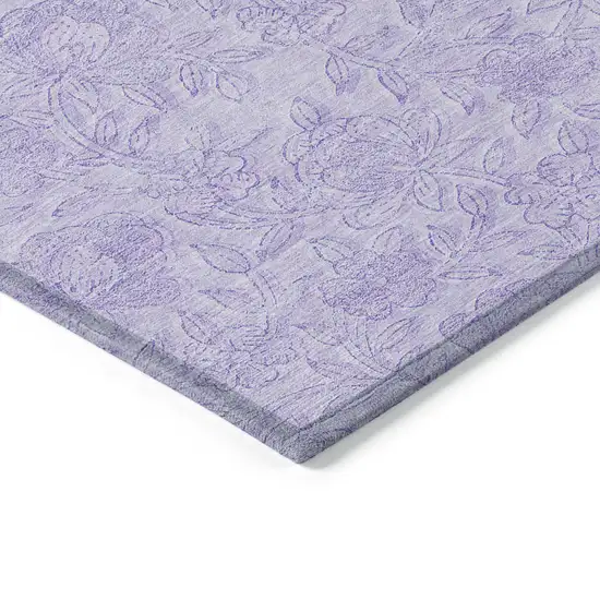 Lilac And Purple Floral Washable Indoor Outdoor Area Rug Photo 4