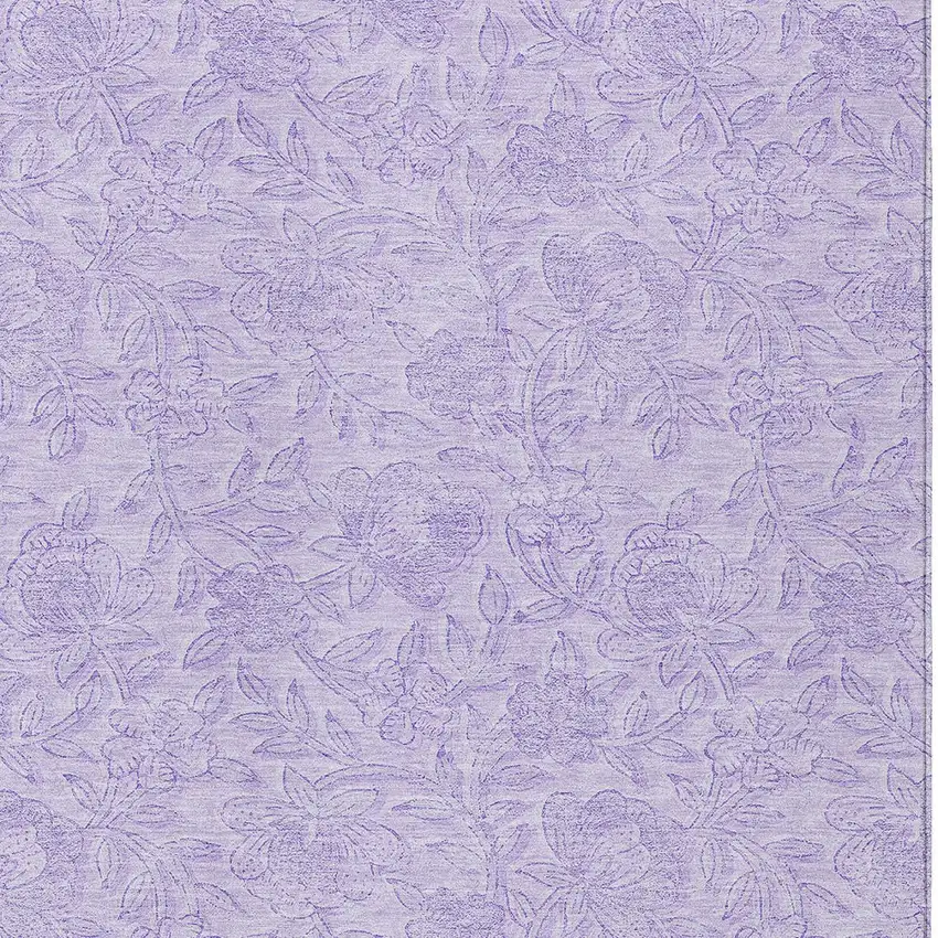 Lilac And Purple Floral Washable Indoor Outdoor Area Rug Photo 5