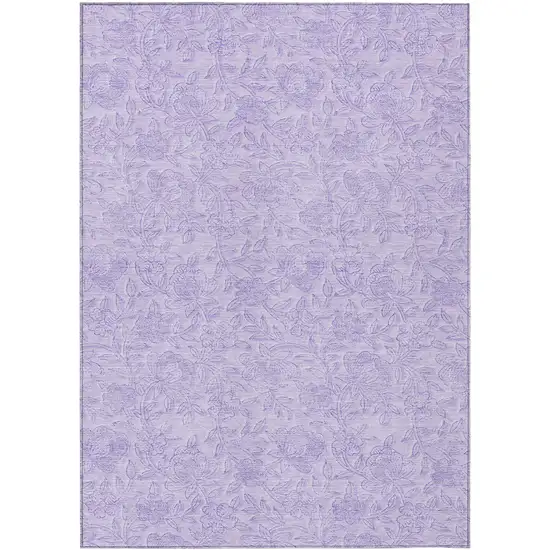 Lilac And Purple Floral Washable Indoor Outdoor Area Rug Photo 2