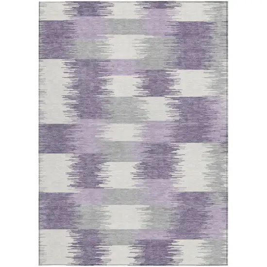 Lilac And Purple Geometric Washable Indoor Outdoor Area Rug Photo 3