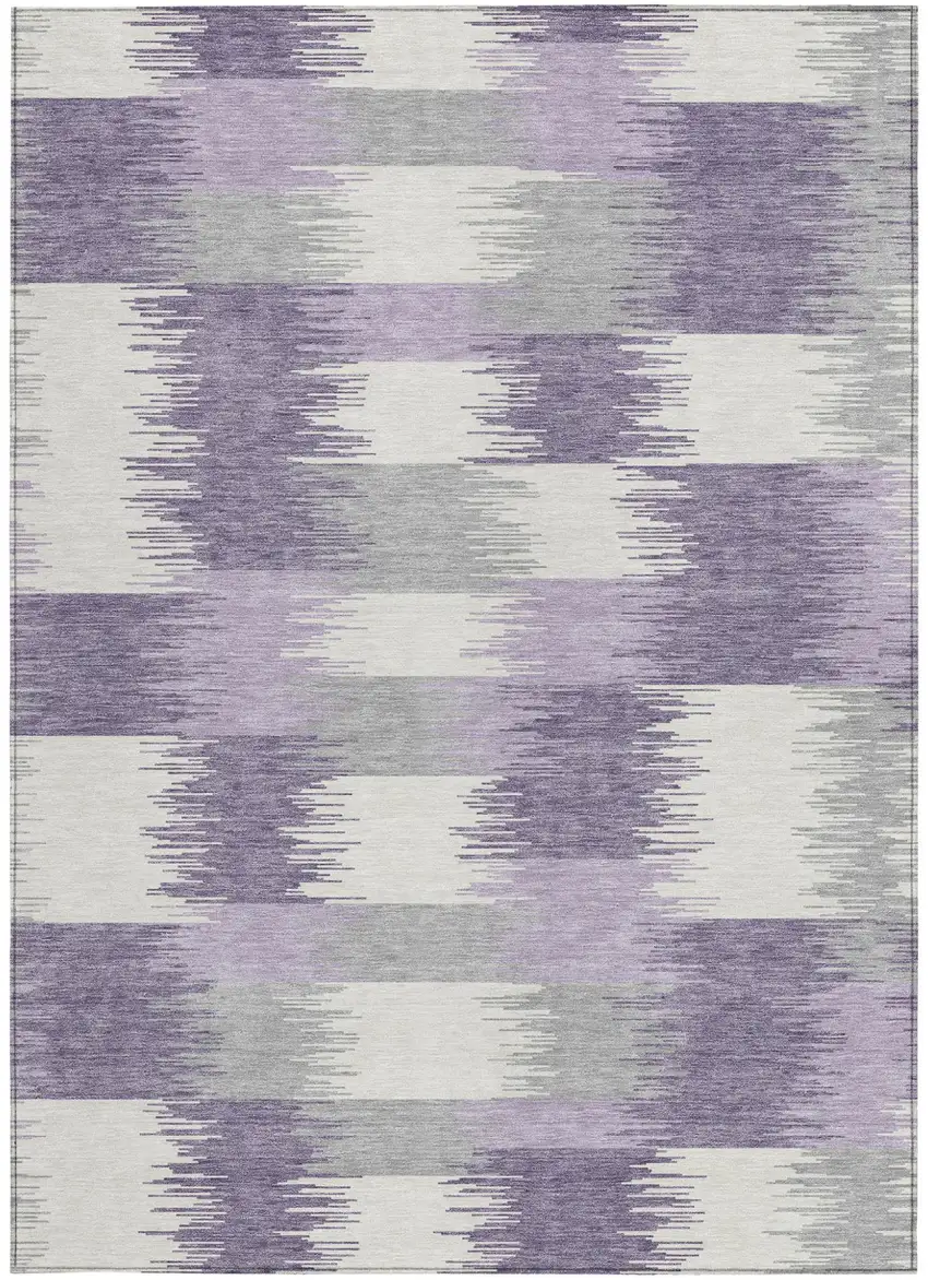 Lilac And Purple Geometric Washable Indoor Outdoor Area Rug Photo 3