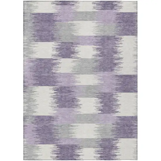 Lilac And Purple Geometric Washable Indoor Outdoor Area Rug Photo 2