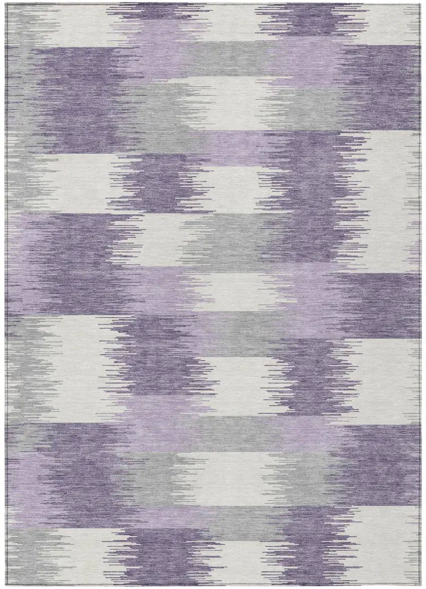 Lilac And Purple Geometric Washable Indoor Outdoor Area Rug Photo 2