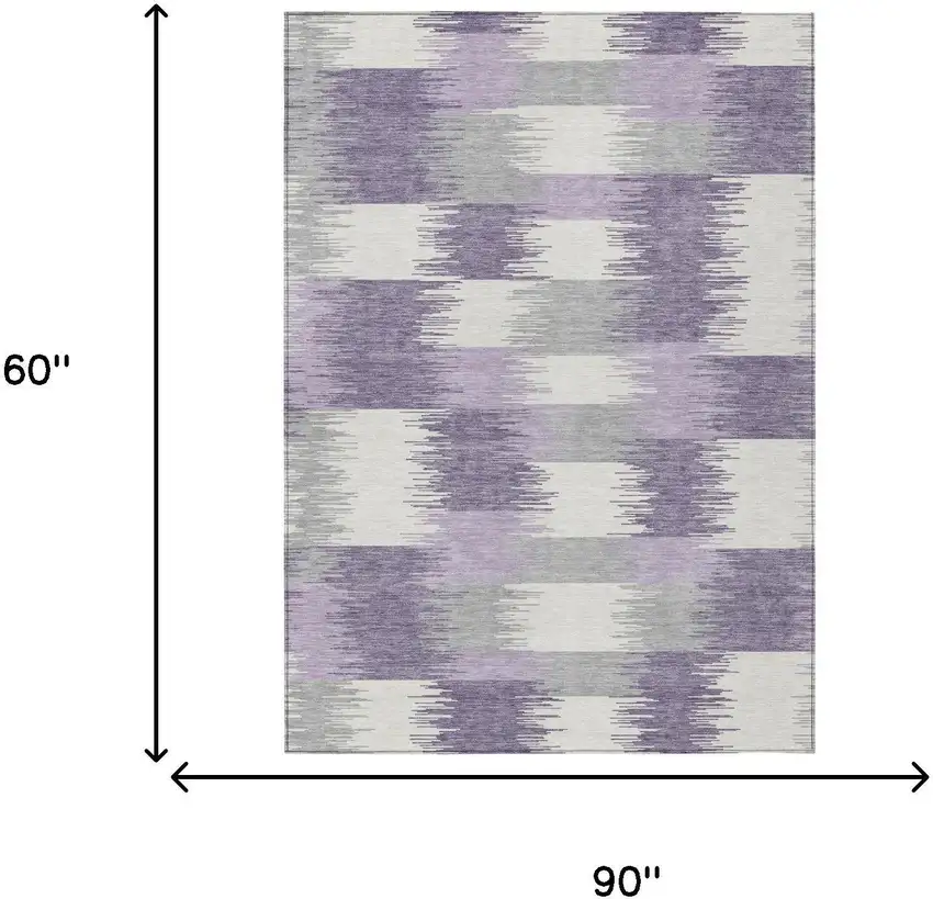 Lilac And Purple Geometric Washable Indoor Outdoor Area Rug Photo 6