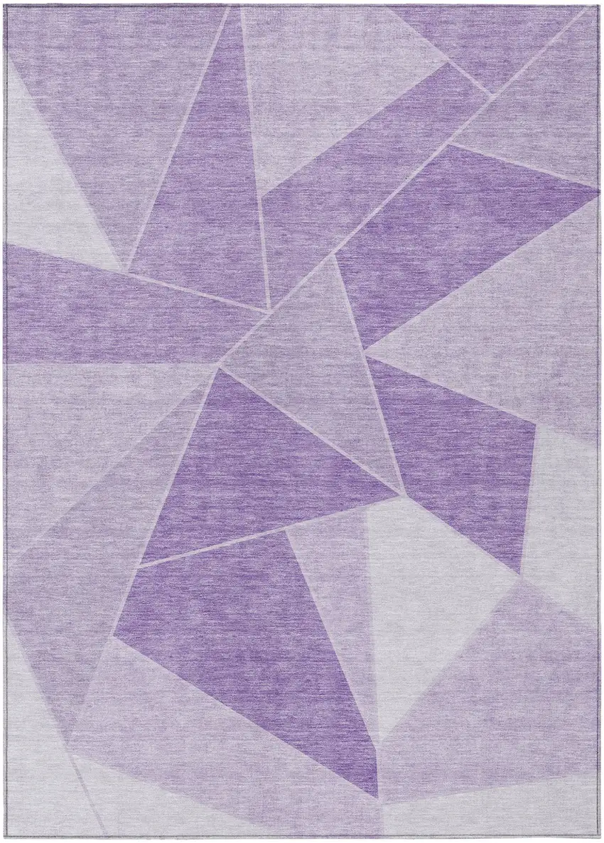Lilac And Purple Geometric Washable Indoor Outdoor Area Rug Photo 2