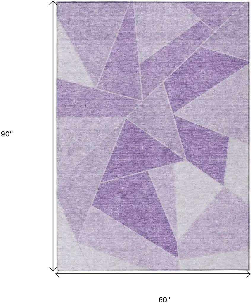 Lilac And Purple Geometric Washable Indoor Outdoor Area Rug Photo 3