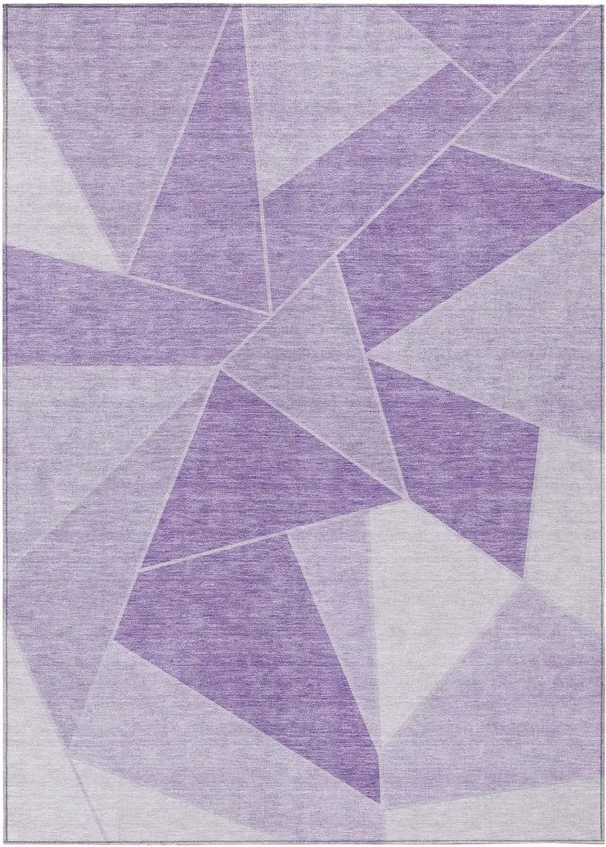 Lilac And Purple Geometric Washable Indoor Outdoor Area Rug Photo 1
