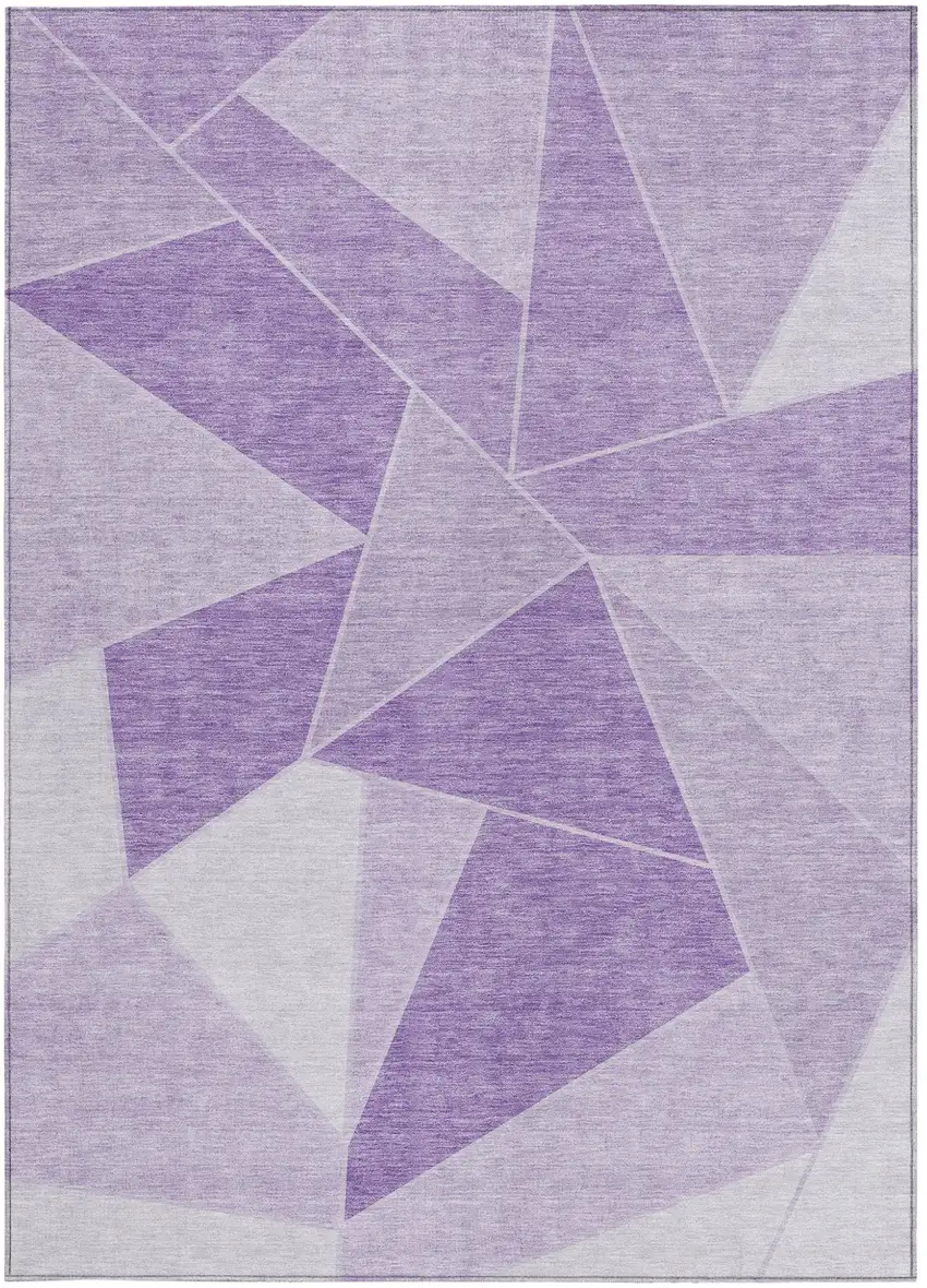 Lilac And Purple Geometric Washable Indoor Outdoor Area Rug Photo 5