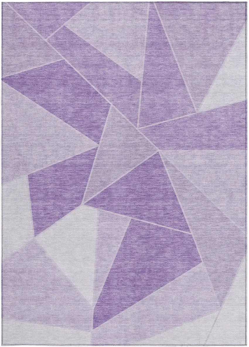Lilac And Purple Geometric Washable Indoor Outdoor Area Rug Photo 5