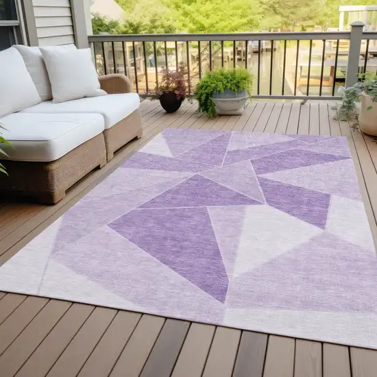 Lilac And Purple Geometric Washable Indoor Outdoor Area Rug Photo 6