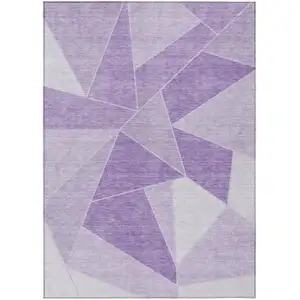 Photo of Lilac And Purple Geometric Washable Indoor Outdoor Area Rug