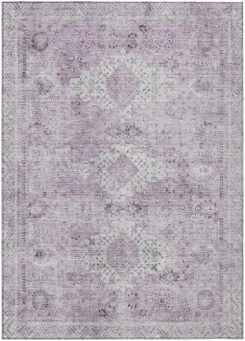 Lilac And Purple Oriental Washable Indoor Outdoor Area Rug Photo 2
