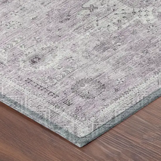 Lilac And Purple Oriental Washable Indoor Outdoor Area Rug Photo 3