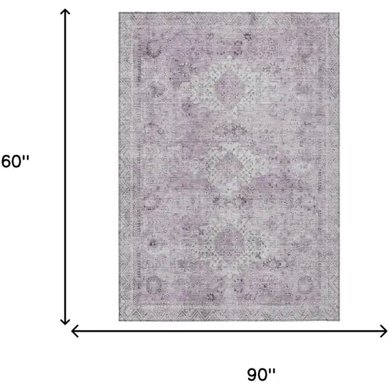 Lilac And Purple Oriental Washable Indoor Outdoor Area Rug Photo 5