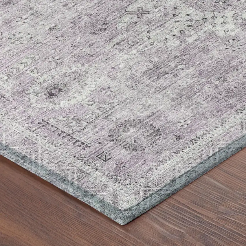 Lilac And Purple Oriental Washable Indoor Outdoor Area Rug Photo 3