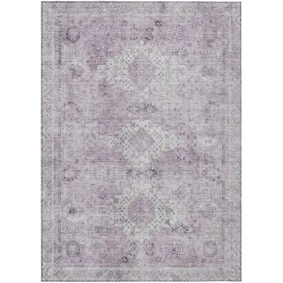 Lilac And Purple Oriental Washable Indoor Outdoor Area Rug Photo 2