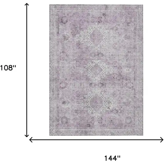 Lilac And Purple Oriental Washable Indoor Outdoor Area Rug Photo 5