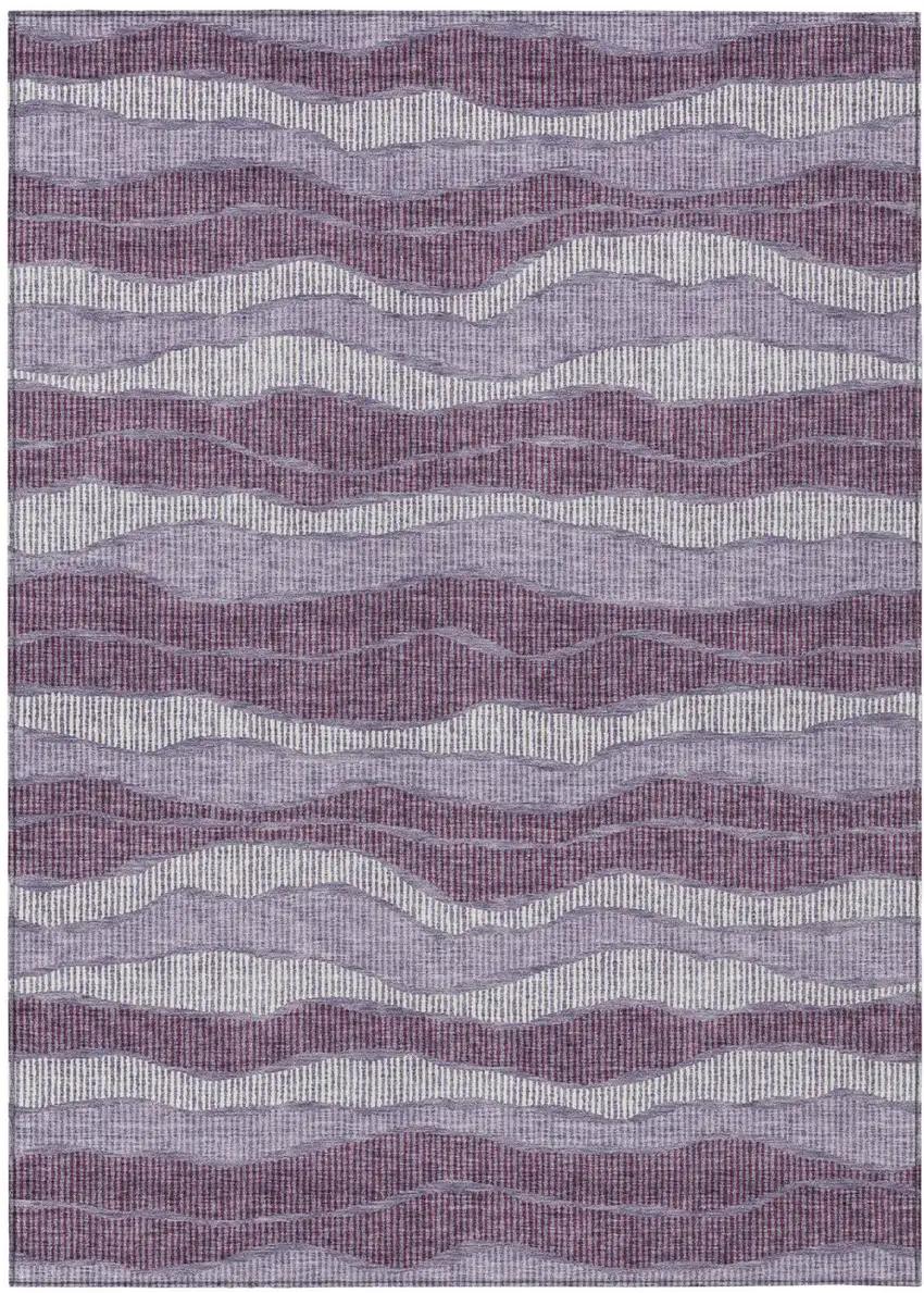 Lilac And Purple Striped Washable Indoor Outdoor Area Rug Photo 2