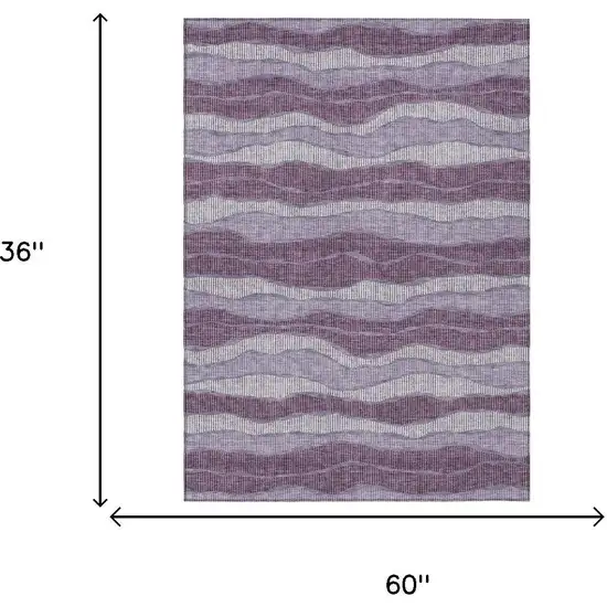 Lilac And Purple Striped Washable Indoor Outdoor Area Rug Photo 5