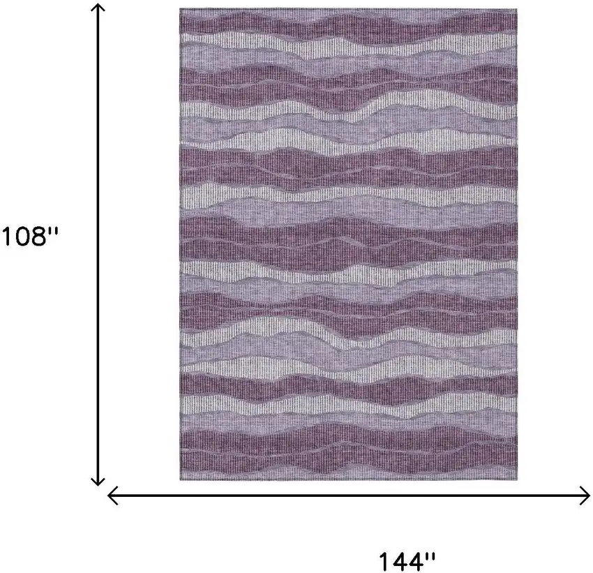 Lilac And Purple Striped Washable Indoor Outdoor Area Rug Photo 5