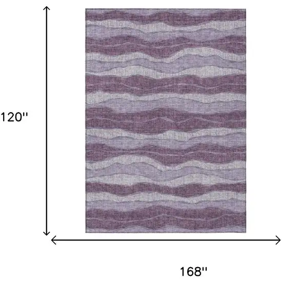Lilac And Purple Striped Washable Indoor Outdoor Area Rug Photo 5