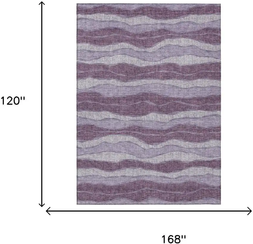 Lilac And Purple Striped Washable Indoor Outdoor Area Rug Photo 5