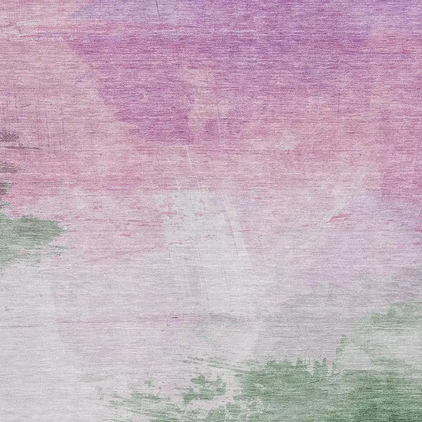 Lilac Green And Pink Abstract Washable Area Rug With UV Protection Photo 2