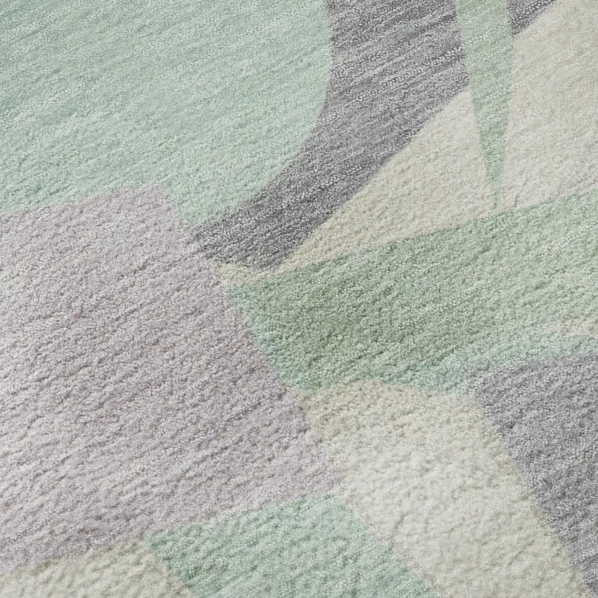 Lilac Mint Green And Ivory Geometric Washable Area Rug With UV Protection Photo 9