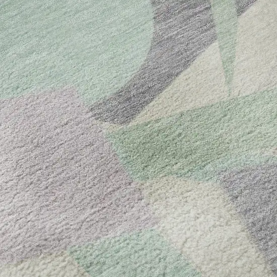 Lilac Mint Green And Ivory Geometric Washable Area Rug With UV Protection Photo 9