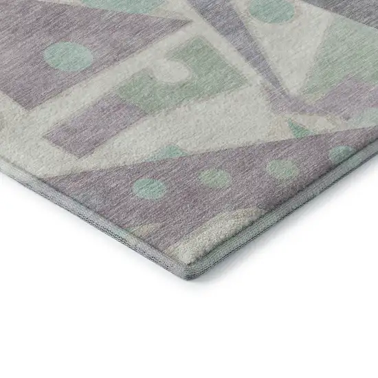 Lilac Mint Green And Ivory Geometric Washable Area Rug With UV Protection Photo 7