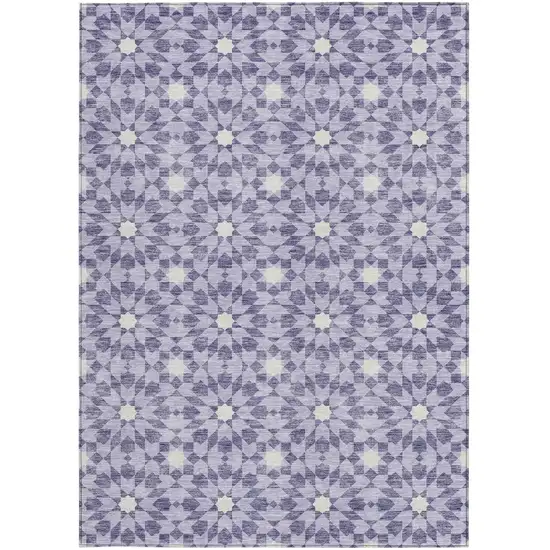 Lilac Purple And Ivory Floral Medallion Washable Indoor Outdoor Area Rug Photo 5
