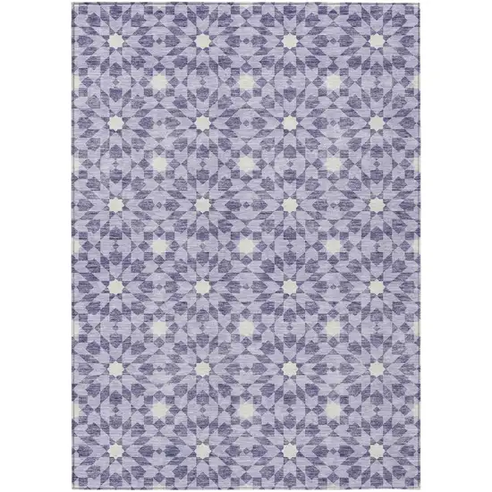 Lilac Purple And Ivory Floral Medallion Washable Indoor Outdoor Area Rug Photo 1