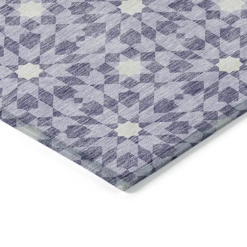 Lilac Purple And Ivory Floral Medallion Washable Indoor Outdoor Area Rug Photo 3