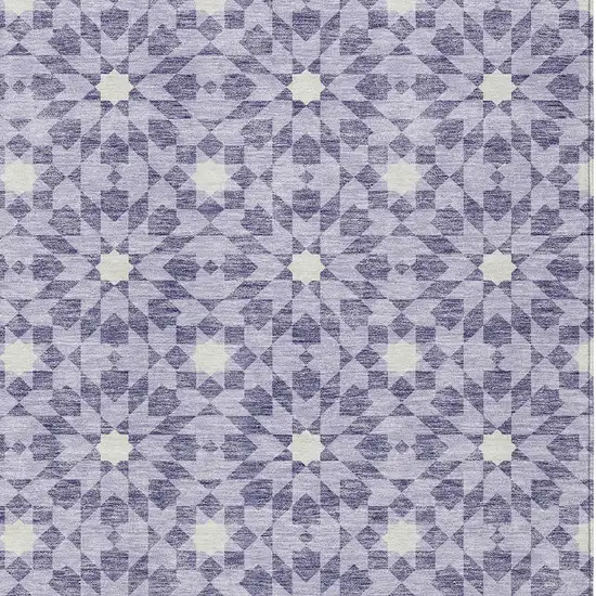 Lilac Purple And Ivory Floral Medallion Washable Indoor Outdoor Area Rug Photo 4