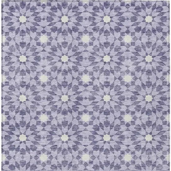 Lilac Purple And Ivory Floral Medallion Washable Indoor Outdoor Area Rug Photo 5