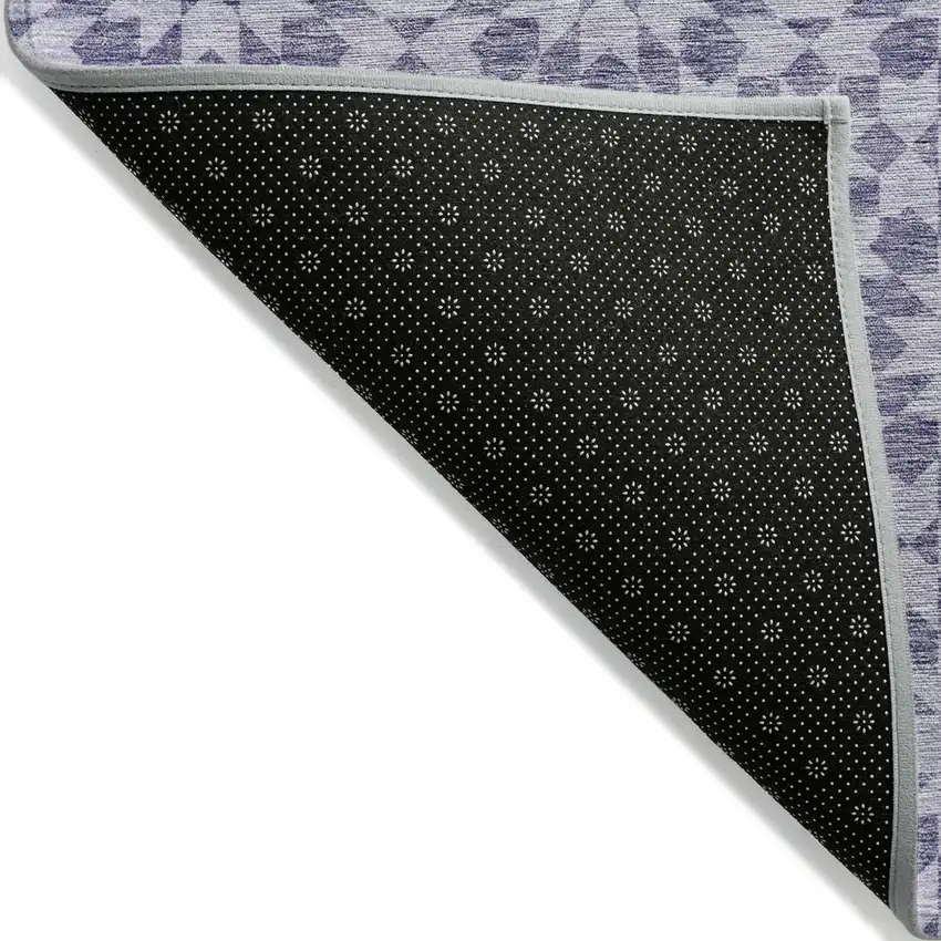 Lilac Purple And Ivory Floral Medallion Washable Indoor Outdoor Area Rug Photo 2