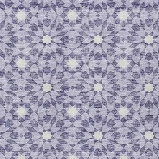 Lilac Purple And Ivory Floral Medallion Washable Indoor Outdoor Area Rug Photo 4