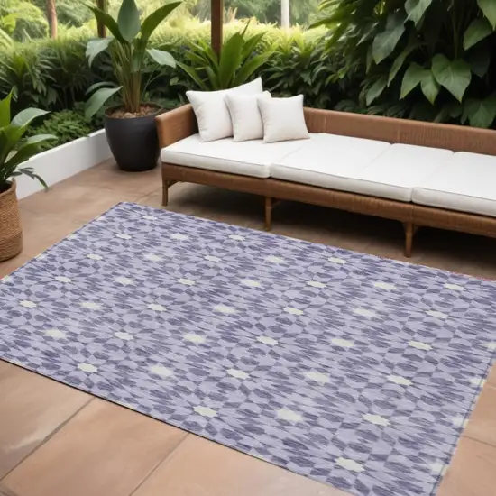 Lilac Purple And Ivory Floral Medallion Washable Indoor Outdoor Area Rug Photo 1