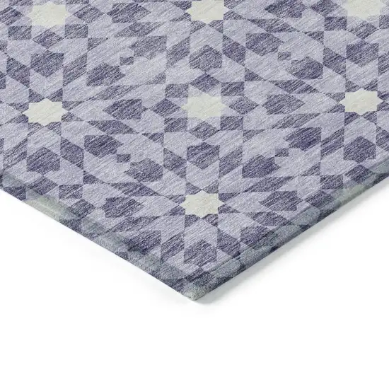 Lilac Purple And Ivory Floral Medallion Washable Indoor Outdoor Area Rug Photo 3