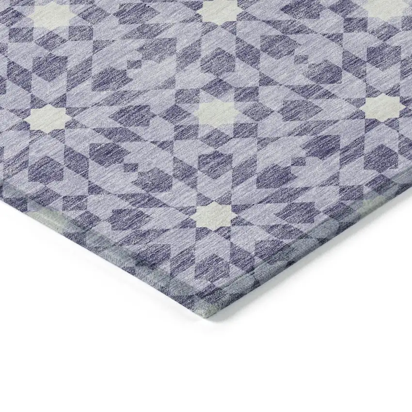 Lilac Purple And Ivory Floral Medallion Washable Indoor Outdoor Area Rug Photo 3