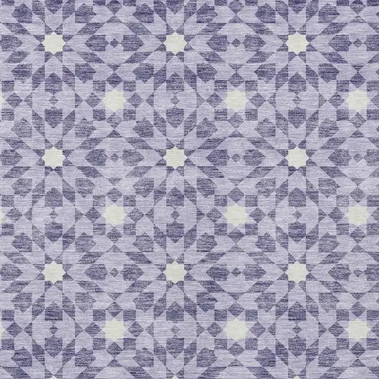 Lilac Purple And Ivory Floral Medallion Washable Indoor Outdoor Area Rug Photo 4