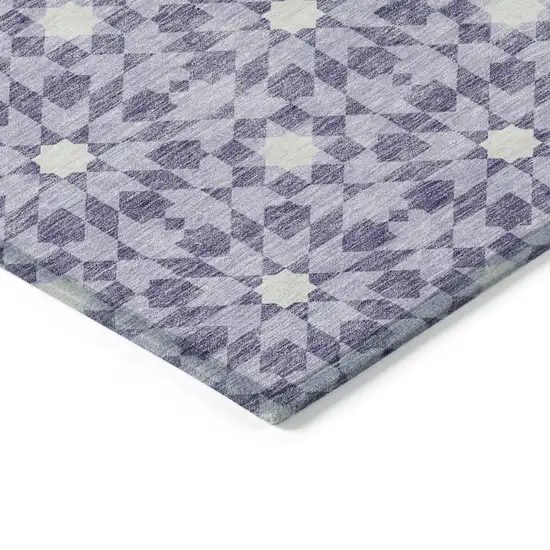 Lilac Purple And Ivory Floral Medallion Washable Indoor Outdoor Area Rug Photo 3