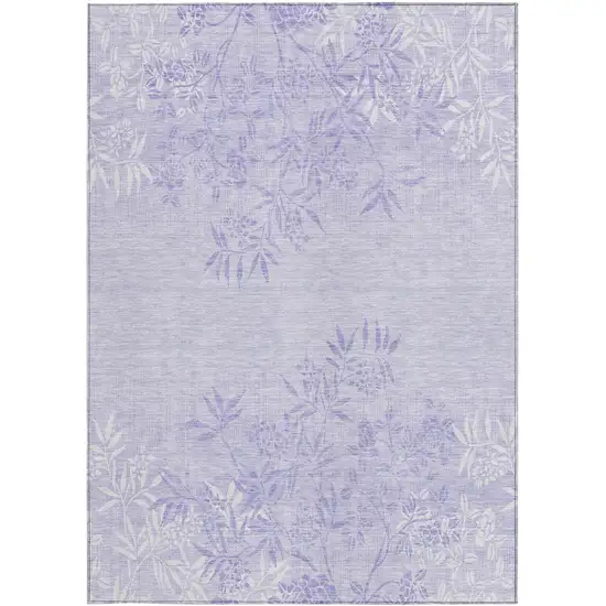 Lilac Purple And Ivory Floral Washable Indoor Outdoor Area Rug Photo 7