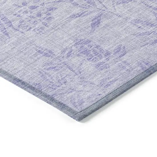 Lilac Purple And Ivory Floral Washable Indoor Outdoor Area Rug Photo 5