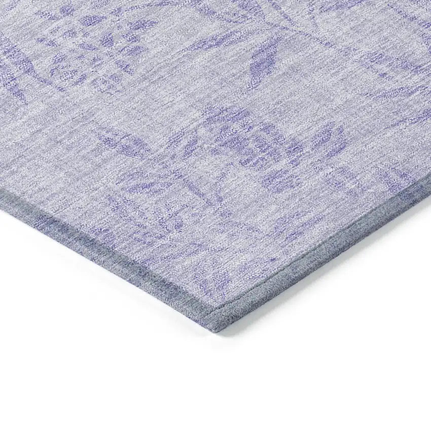 Lilac Purple And Ivory Floral Washable Indoor Outdoor Area Rug Photo 5