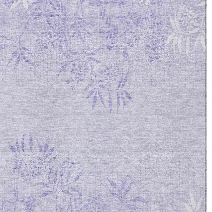 Lilac Purple And Ivory Floral Washable Indoor Outdoor Area Rug Photo 6