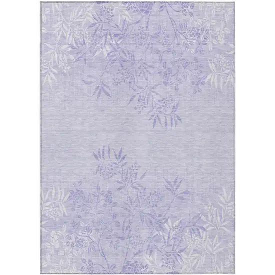 Lilac Purple And Ivory Floral Washable Indoor Outdoor Area Rug Photo 2