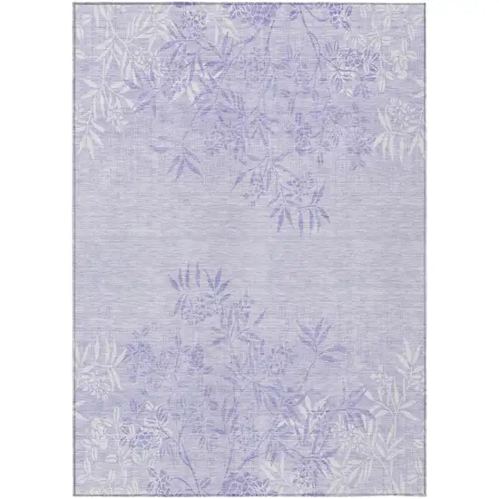 Lilac Purple And Ivory Floral Washable Indoor Outdoor Area Rug Photo 2